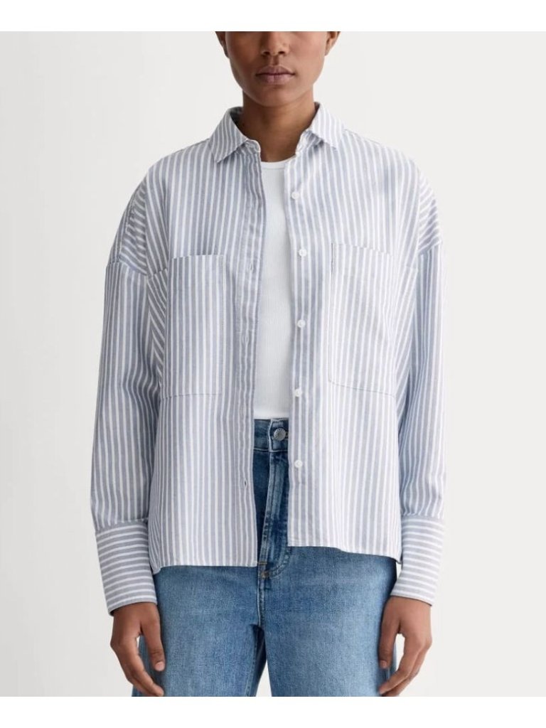 Everlane The Boxy Oxford Women's Size Small In Blue & White Stripe New With Tag!